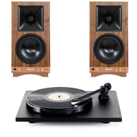 Klipsch The Sixes / Rega Planar 1 Aktive høyttalere og platespiller - Sort