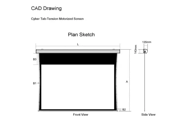 Grandview Cyber 4K Tab Tension - Sort Motorisert lerret 294x166 (133") 