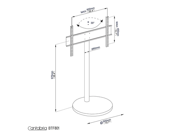B-Tech BTF801/BS Stativ til  TV opp til 55", max 30 kg 
