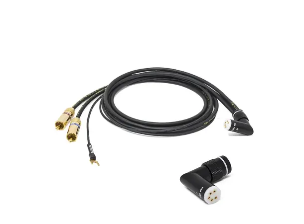 VdH D-502 Hybrid, TAC 90-RCA, 1,0m Vinklet DIN-RCA tonearmskabel, sølv OFC 