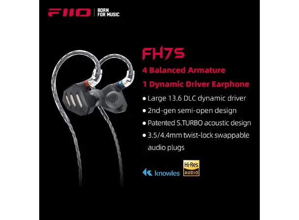 FiiO FH7s In Ear Monitor Ørepropper - Hybrid - Semi åpen 