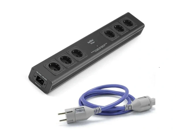 IsoTek V5 Sirius 6-veis - sort Premium strømskinne med filter 