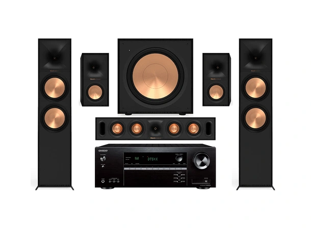 Onkyo NR5100 / Klipsch R-800F 5.1 Pakke med receiver og høyttalere - Sort 