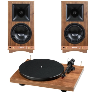 Klipsch The Sixes / Pro-Ject Debut E Aktiv h&#248;yttaler og platespiller Valn&#248;tt