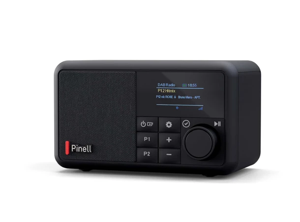 Pinell Compact - Night Black Bærbar DAB+ radio med oppladbart batteri 
