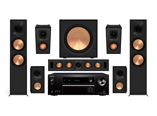 Onkyo NR5100 / Klipsch R-800F 5.1.2 Pakke med receiver og høyttalere - Sort 