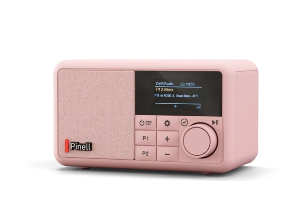 Pinell Compact - Primerose Pink Bærbar DAB+ radio med oppladbart batteri 