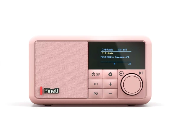Pinell Compact - Primerose Pink Bærbar DAB+ radio med oppladbart batteri 