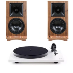 Klipsch The Sixes / Rega Planar 1 Aktive høyttalere og platespiller - Hvit
