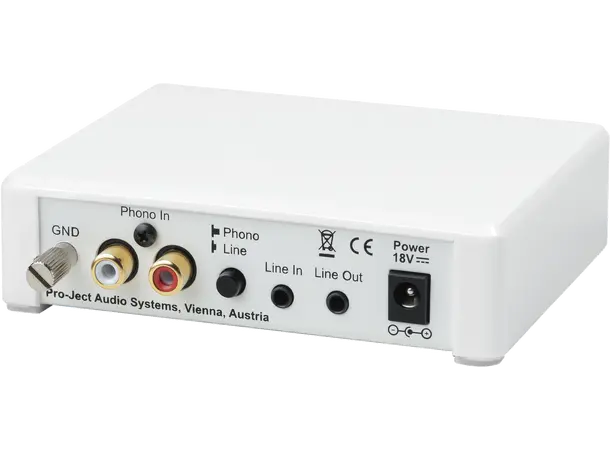 Pro-Ject Phono Box E BT5 - Hvit MM RIAA-trinn med Bluetooth 