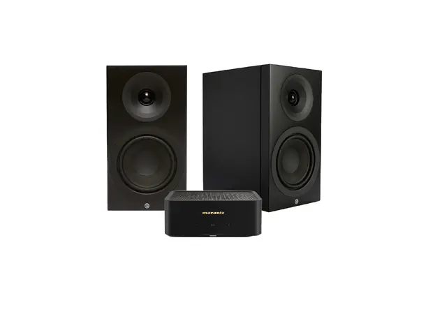 Marantz Model M1 og SA Signature 5 Sort Stereopakke med forsterker og høyttalere 