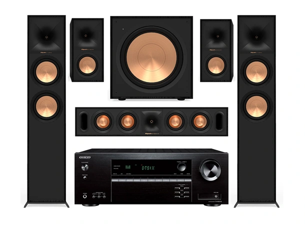 Onkyo NR5100 / Klipsch R-600F 5.1 Pakke med receiver og høyttalere - Sort 