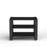 Blok Stax 2G med 3 hyller - Sort Piano Med hyller i sort glass