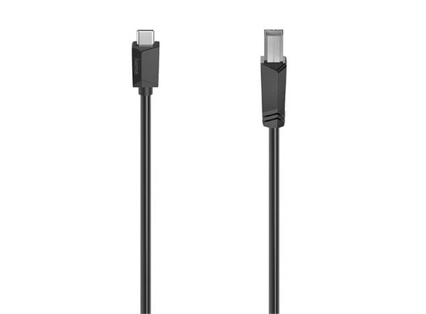 Hama USB-C til USB-B kabel 1.5 meter sort