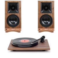 Klipsch The Sixes m/ Rega Planar 1 Aktiv høyttaler og platespiller, Valnøtt