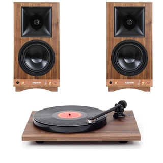 Klipsch The Sixes og Rega Planar 1 Aktiv h&#248;yttaler og platespiller, Valn&#248;tt