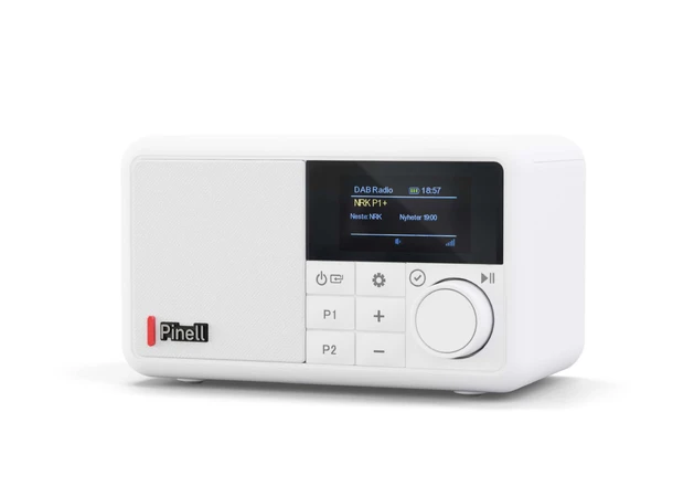 Pinell Compact - Ice White Bærbar DAB+ radio med oppladbart batteri 
