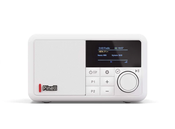 Pinell Compact - Ice White Bærbar DAB+ radio med oppladbart batteri 