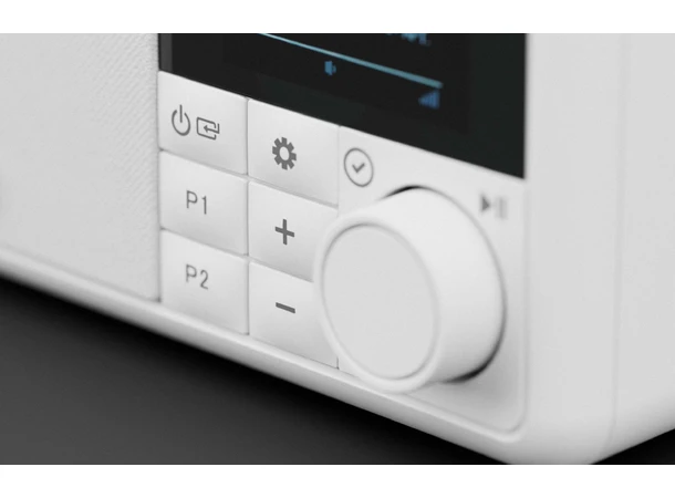 Pinell Compact - Ice White Bærbar DAB+ radio med oppladbart batteri 