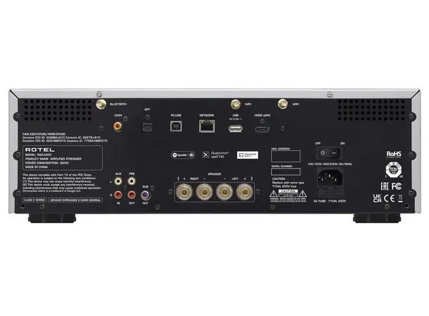 Rotel RAS-5000 - Sølv Strømmeforsterker med HDMI eARC 