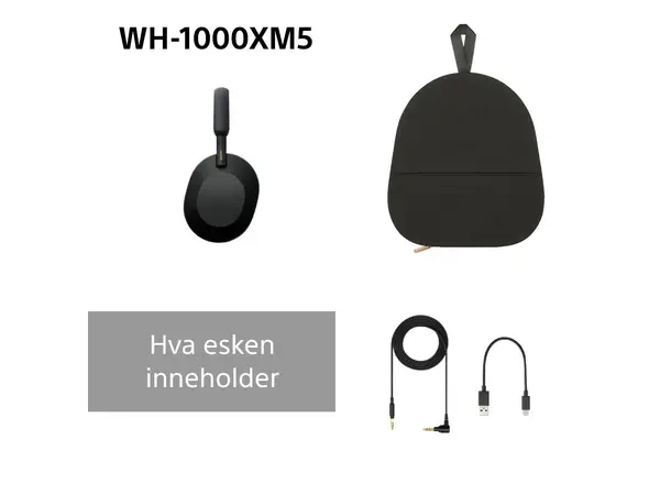 Sony WH-1000XM5 - Sort Trådløs over-ear hodetelefon med ANC 