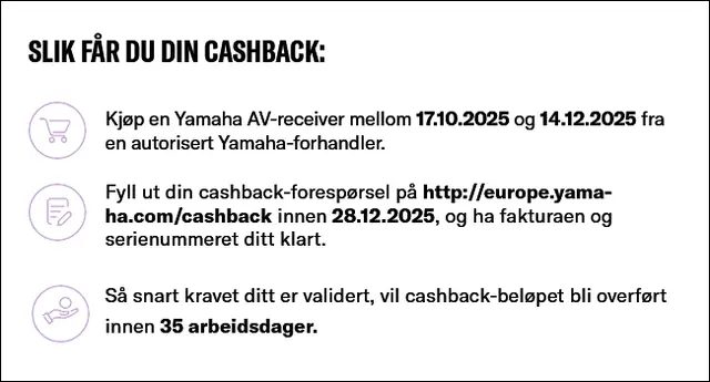 Yamaha R-N-serien cashback kampanje flyer