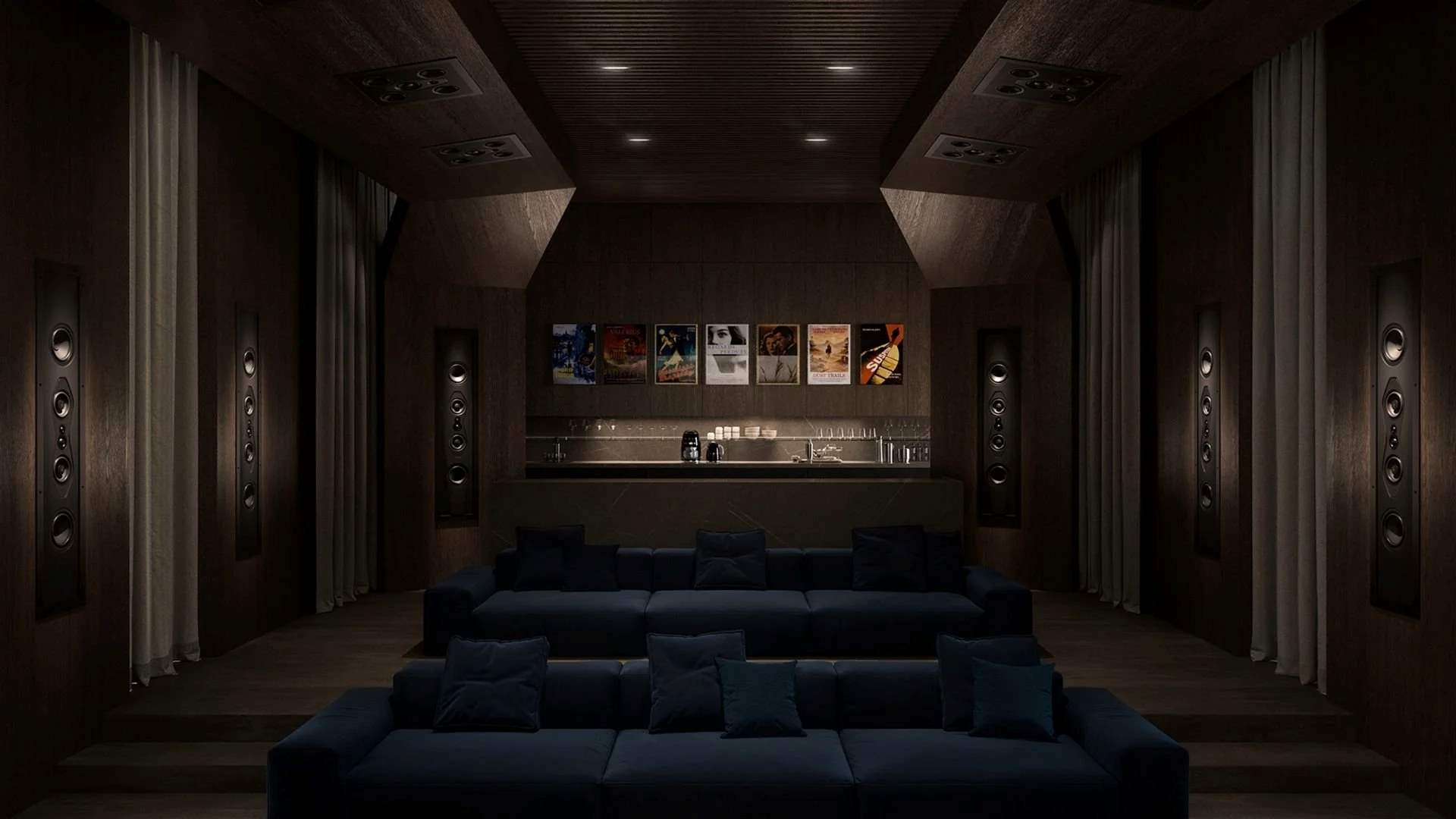 sonus faber arena 5-vegghøyttaler lifestyle bilde i en hjemmekino