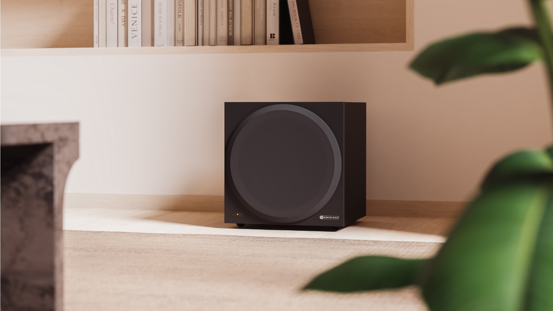 Monitor Audio Vestra Subwoofers lifestyle i stue sort
