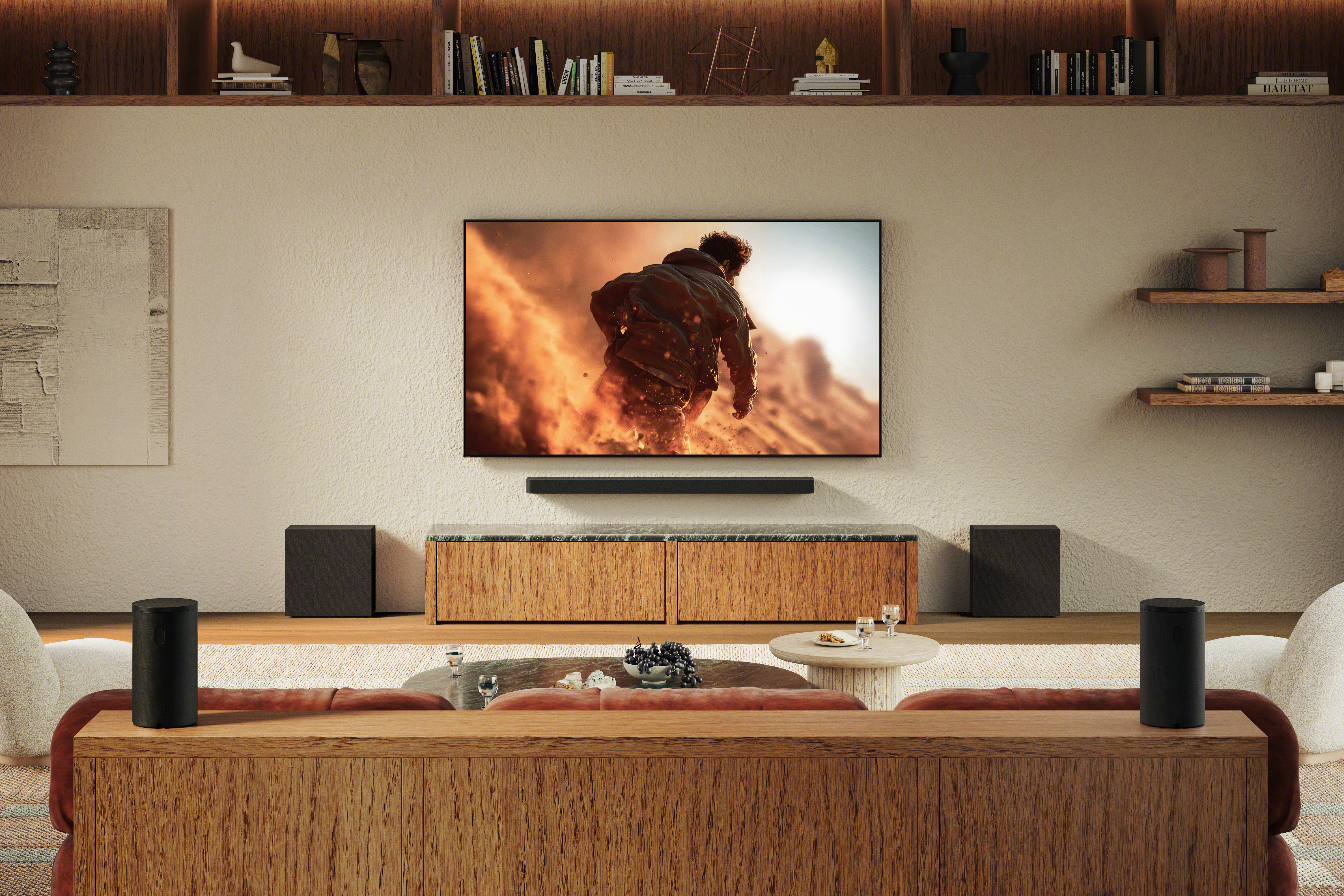 Sony Bravia Theatre Rear 9 bakhøyttalere som er trådløse lifestyle bilde i stue hjemmekino